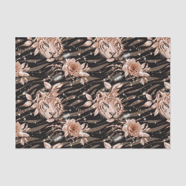 Papier Mousseline Flore de tigre d'or Rose noir (Recto)