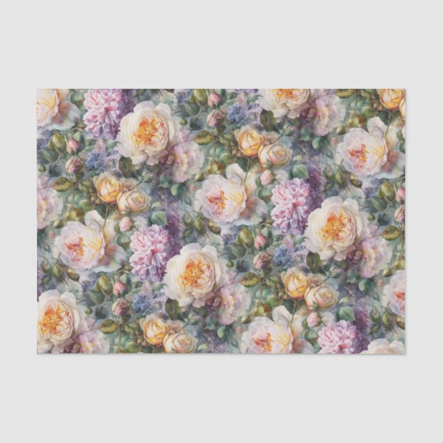 Papier Mousseline Flore douce et Roses (Recto)