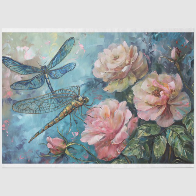 Papier Mousseline Flore Dragonfly Pastel Ethereal Whimsal (Recto)