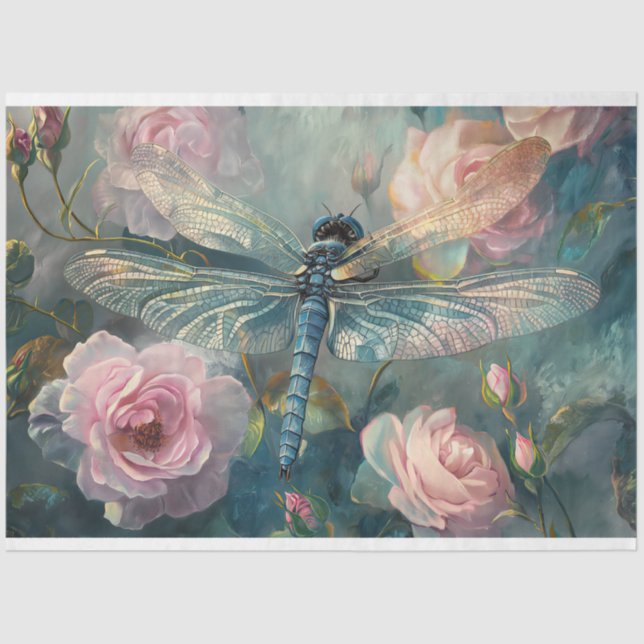 Papier Mousseline Flore Dragonfly Pastel Ethereal Whimsal (Recto)