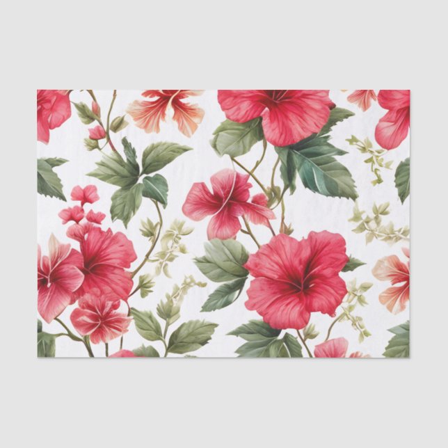 Papier Mousseline Flore Modèle Hibiscus Fleurs (Recto)