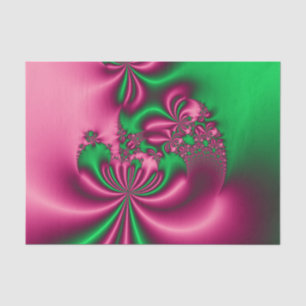 Papier Mousseline Flore rose et verte