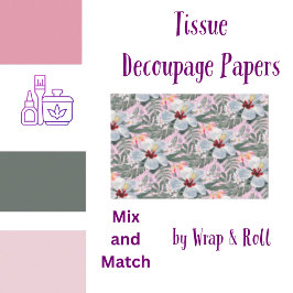 Papier Mousseline Flore tropicale Gris, Rose, Blanc