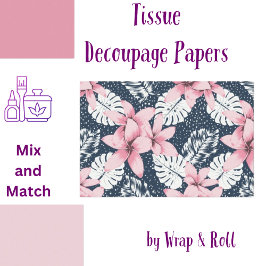 Papier Mousseline Flore tropicale Marine rose