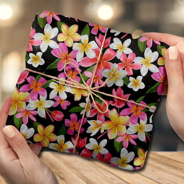 Papier Mousseline Flore tropicale sur noir (Créateur téléchargé)