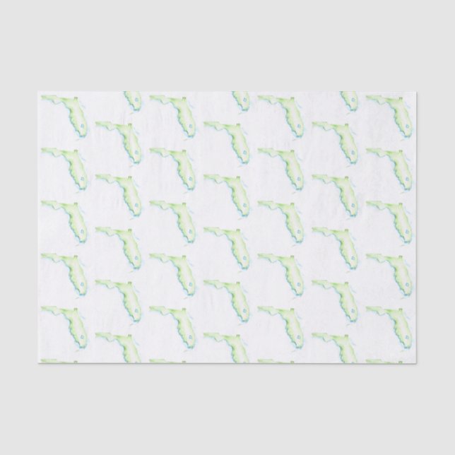 Papier Mousseline Floride Carte Aquarelle Plage Motif (Recto)