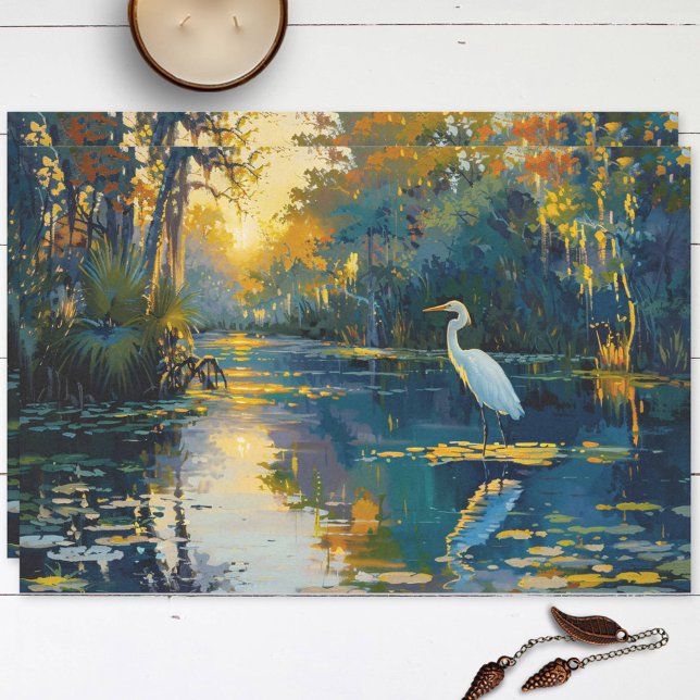 Papier Mousseline Floride Everglades Grande Peinture Egret Découpage (Créateur téléchargé)