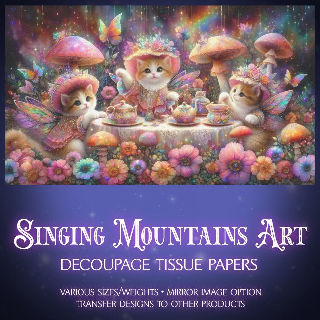 Papier Mousseline Flower Fairy Kitten Garden Party Découpage (Créateur téléchargé)