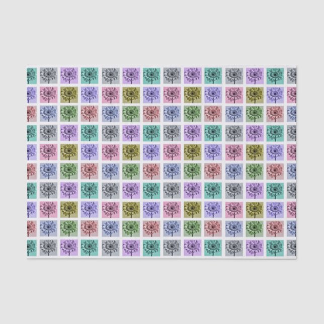 Papier Mousseline Flower Pop Art Squares (Recto)