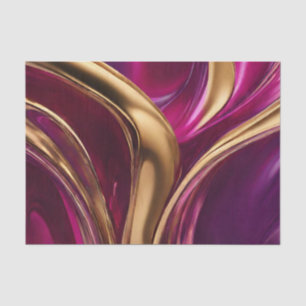 Papier Mousseline Flux Abstrait Art-Fuchsia violet et or-