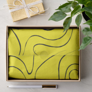 Papier Mousseline Flux et reflux 2 en noir et jaune