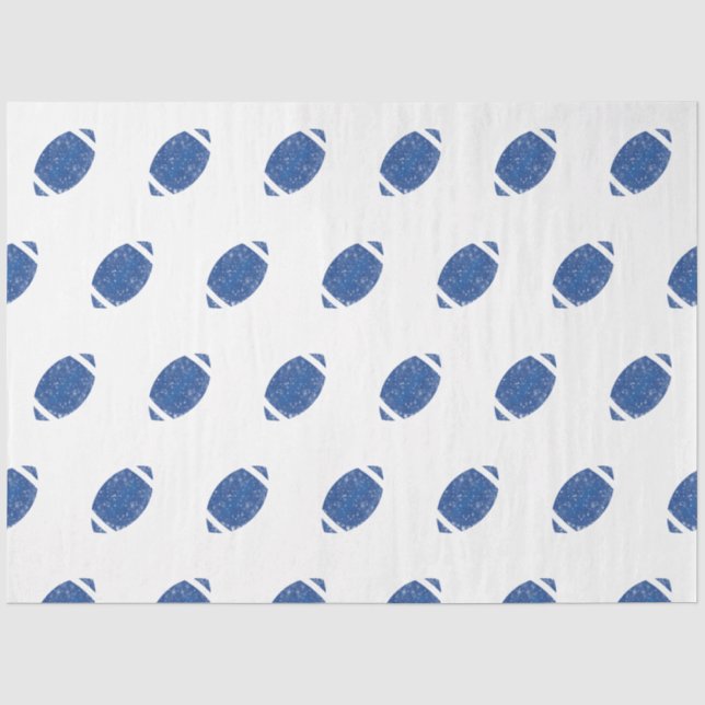 Papier Mousseline Football Anniversaire Party Bleu Blanc (Recto)