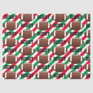 Papier Mousseline Football Noël Ajouter le nom Bande rouge & vert