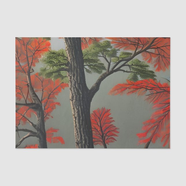Papier Mousseline Forêt Abstraite du nord de l'automne (Recto)