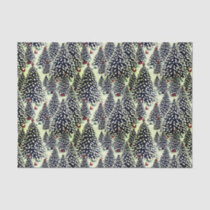Papier Mousseline Forêt d'arbres de Noël couverts de neige