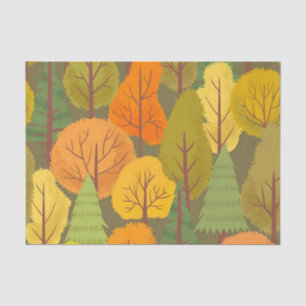 Papier Mousseline Forêt d'automne sans transparence arbres motif col
