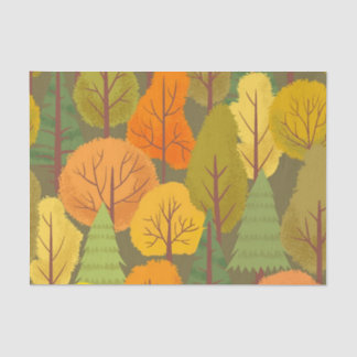 Papier Mousseline Forêt d'automne sans transparence arbres motif col