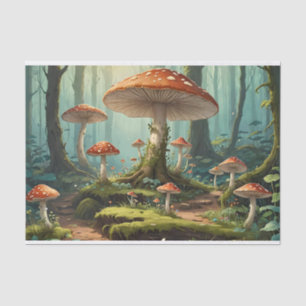 Papier Mousseline Forêt de champignons enchantée