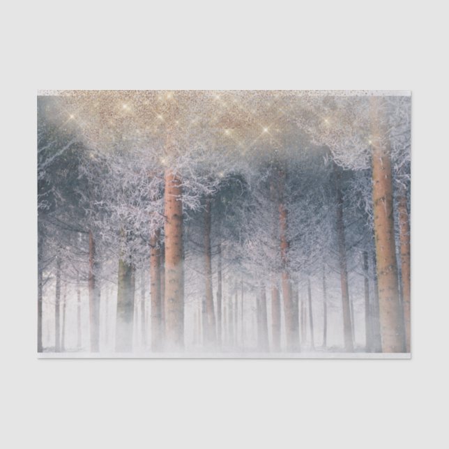 Papier Mousseline Forêt des neiges d'hiver (Recto)
