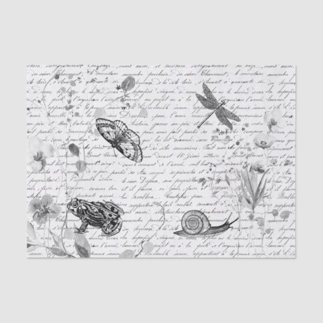 Papier Mousseline Forêt foncée Grenouille Fleur sauvage Découpage (Recto)