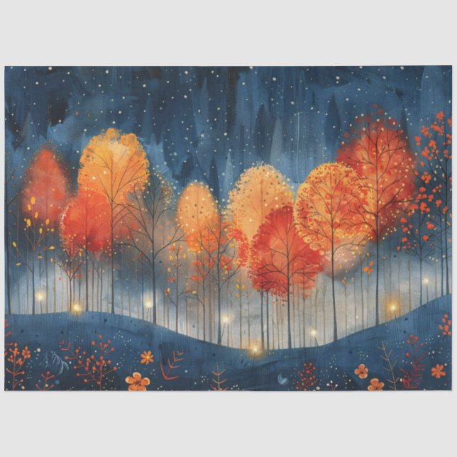 Papier Mousseline Forêt lunaire pendant le découpage d'automne (Recto)