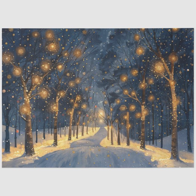 Papier Mousseline Forêt lunaire pendant le découpage hivernal (Recto)