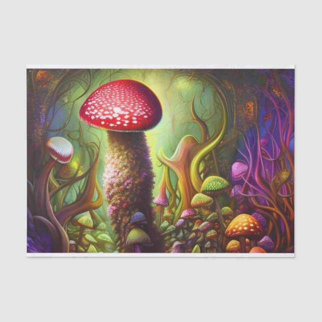 Papier Mousseline Forêt mystique psychédélique colorée (Recto)