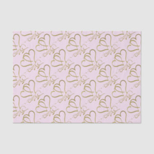 Papier Mousseline Forever Hearts Gold sur rose