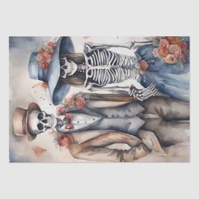 Papier Mousseline Forevermore : Skeleton Marié Couple Découpage (Recto)