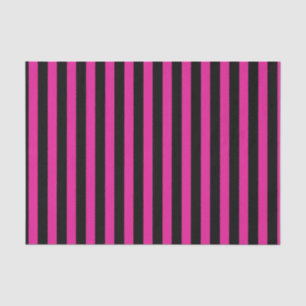 Papier Mousseline Fouchsia et bandes de bonbons noirs