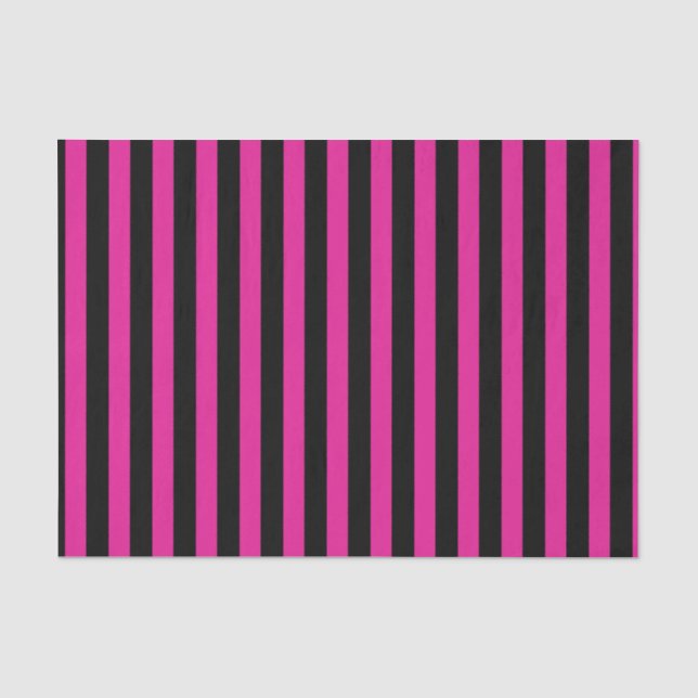 Papier Mousseline Fouchsia et bandes de bonbons noirs (Recto)