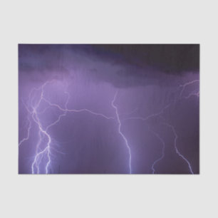 Papier Mousseline Foudre violette dans un désert nocturne Tempête to