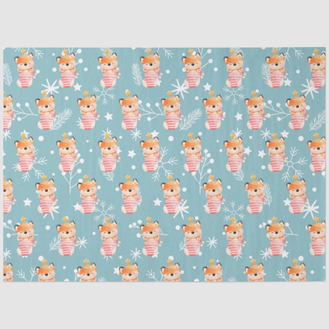 Papier Mousseline Fox Holidays Personnaliser (Recto)