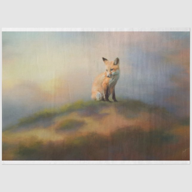 Papier Mousseline Fox On A Hill Wildlife Decoupage (Recto)