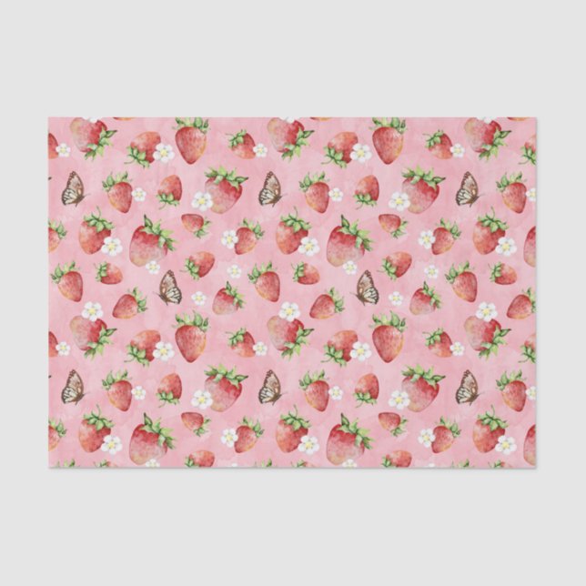 Papier Mousseline Fraise à papillon (Recto)