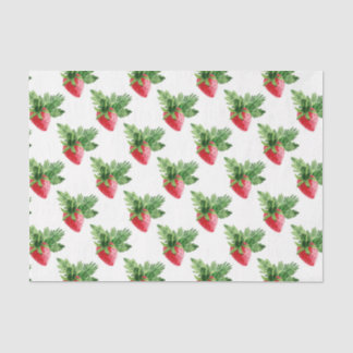 Papier Mousseline fraise avec feuille verte
