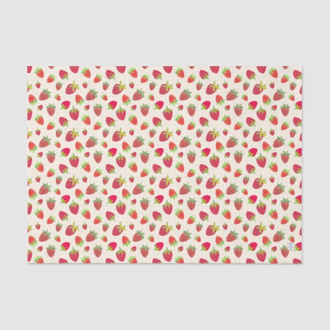 Papier Mousseline Fraise chic inspirée par la main (Recto)