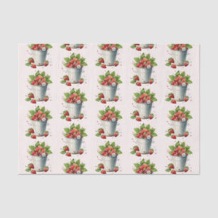Papier Mousseline Fraises fraîches cuites dans un Motif de seau