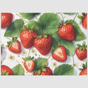 Papier Mousseline Fraises Fraîches Fraîches Juteuses Ripe Avec Feuil