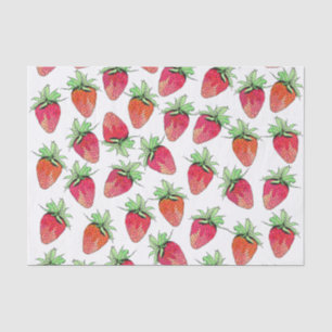 Papier Mousseline Fraises fruitées d'aquarelle colorée lumineuse