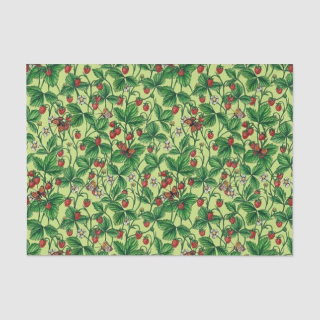 Papier Mousseline Fraises sauvages sur miellerie (Recto)