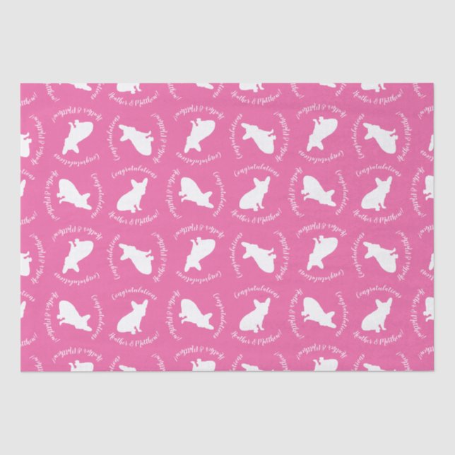 Papier Mousseline Français Baby shower Buldog Français Rose (Recto)