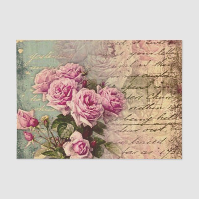 Papier Mousseline francais chic, shabby chic, roses roses roses, flo (Recto)