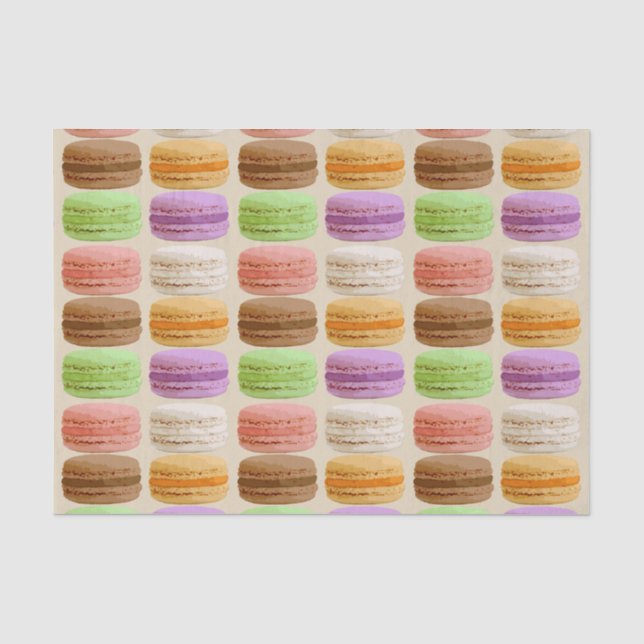 Papier Mousseline Français Macarons, couleurs en pastel (Recto)