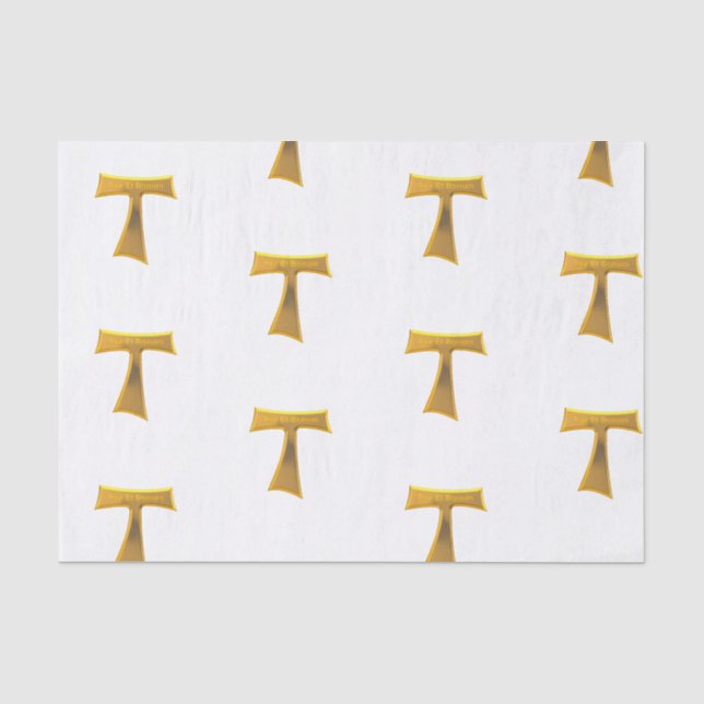 Papier Mousseline Franciscain Tau Cross Pax Et Bonum Gold Metallic (Recto)