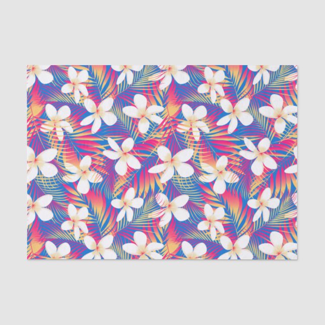 Papier Mousseline Frangipani arc-en-ciel tropical (Recto)