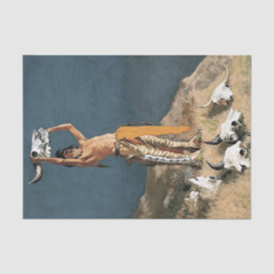 Papier Mousseline Frédéric Remington Art de l'Ouest "Conjurer le buf