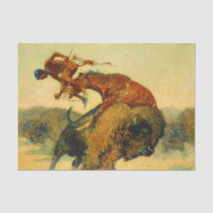 Papier Mousseline Frédéric Remington Western Art "Episode - Buffalo