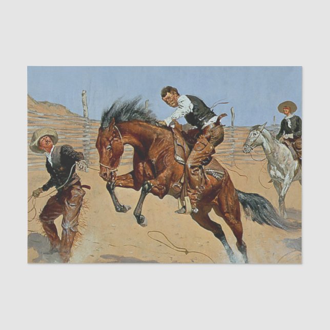 Papier Mousseline Frederick Remington Art de l'Ouest "Tourner le dos (Recto)