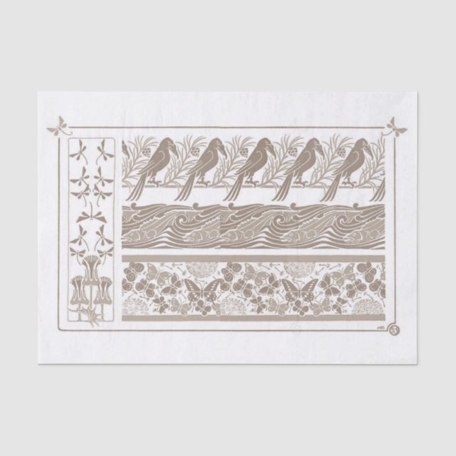 Papier Mousseline French Art Noveaux Design 1890 Découpage (Recto)